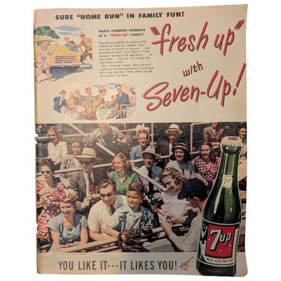 Other - 1947 Vintage 7-Up | Camel Cigarettes - Full Page Color Adverts